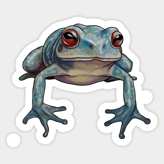 Blue Tropical Frog, Love Frogs Sticker by logiamerch